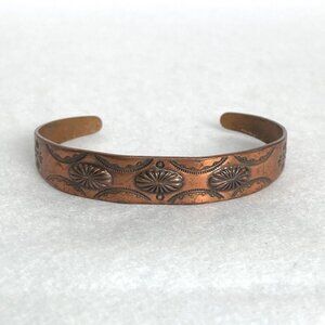 VTG Bell Trading Copper Stamped Concho Small Southwest Cuff Bracelet 6"